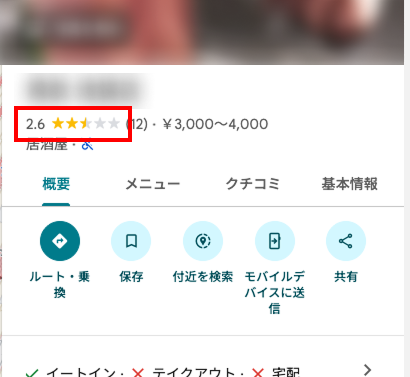 日本の店舗の低い評価と悪い口コミ